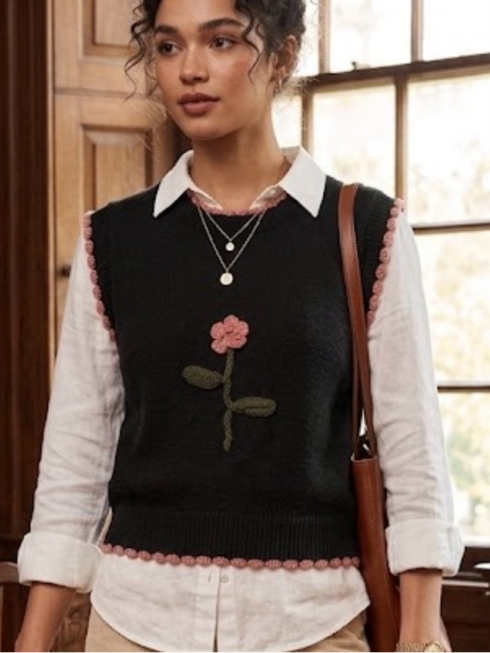 Cider Floral Embroidered Sweater Vest(EUC)